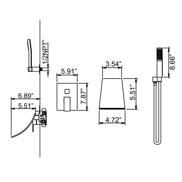 MODLAND 1 Handle Wall Mounted Waterfall Faucet with Diverter Wayfair